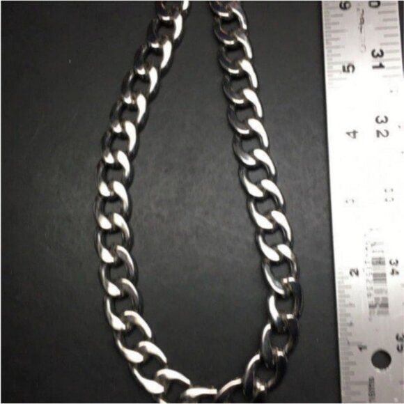 Express Statement Chain Necklace 16 In Silver Chunky Classic Timeless Lobster - Picture 6 of 8